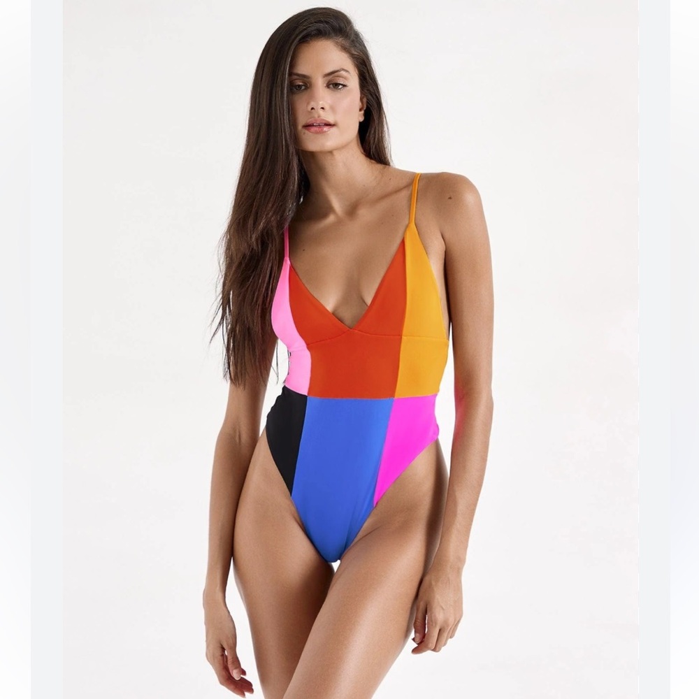 One One Kim One Piece Colorblock Bathing Suit